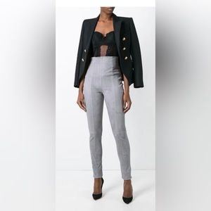 Balmain Grey Lambskin Skinny Trousers 42